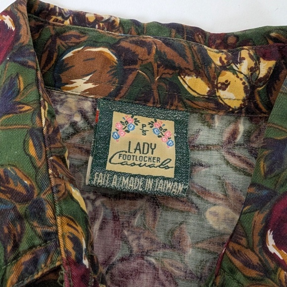 90s Floral Button Down Blouse Long Sleeve Vintage Baggy Relaxed Fit Oversized - Picture 8 of 8